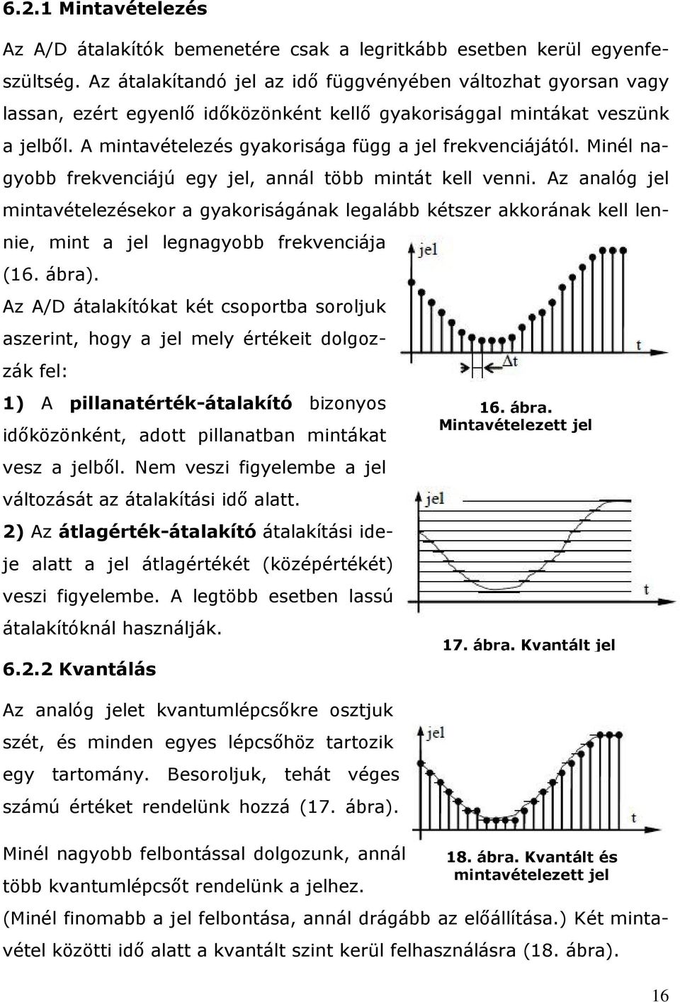 A mintavételezés gyakorisága függ a jel frekvenciájától. Minél nagyobb frekvenciájú egy jel, annál több mintát kell venni.