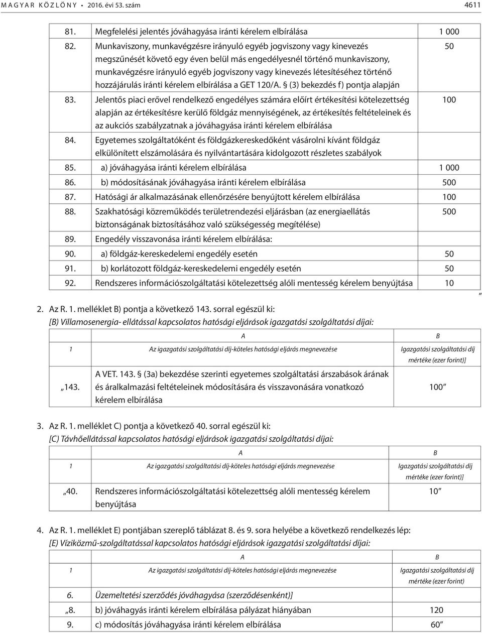 létesítéséhez történő hozzájárulás iránti kérelem elbírálása a GET 120/A. (3) bekezdés f) pontja alapján 83.