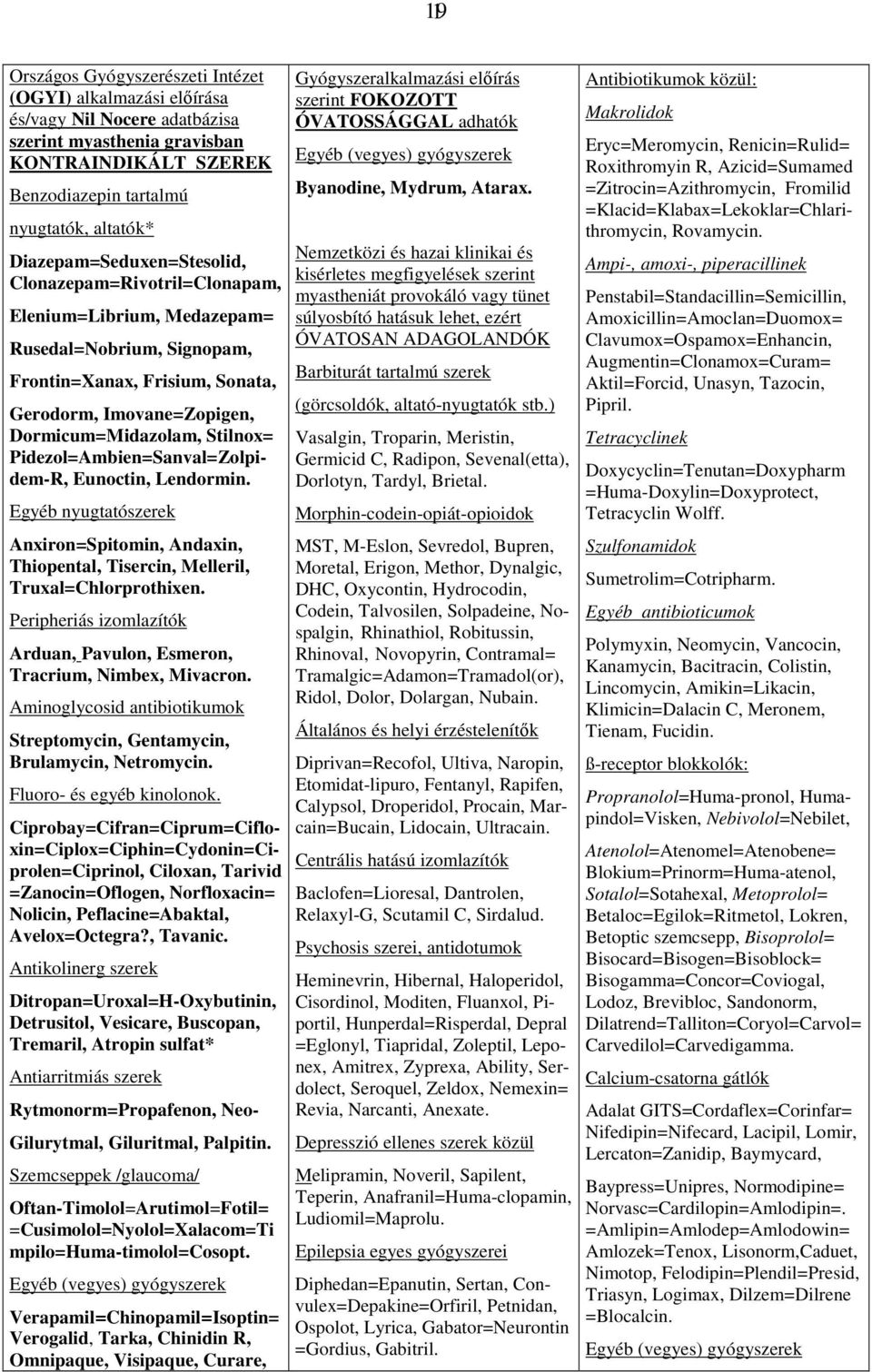 Pidezol=Ambien=Sanval=Zolpidem-R, Eunoctin, Lendormin. Egyéb nyugtatószerek Anxiron=Spitomin, Andaxin, Thiopental, Tisercin, Melleril, Truxal=Chlorprothixen.