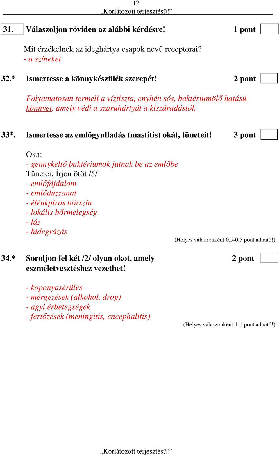 3 pont Oka: - gennykeltő baktériumok jutnak be az emlőbe Tünetei: Írjon ötöt /5/!