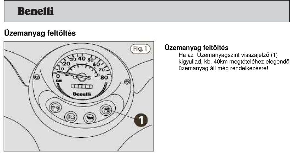 visszajelző (1) kigyullad, kb.