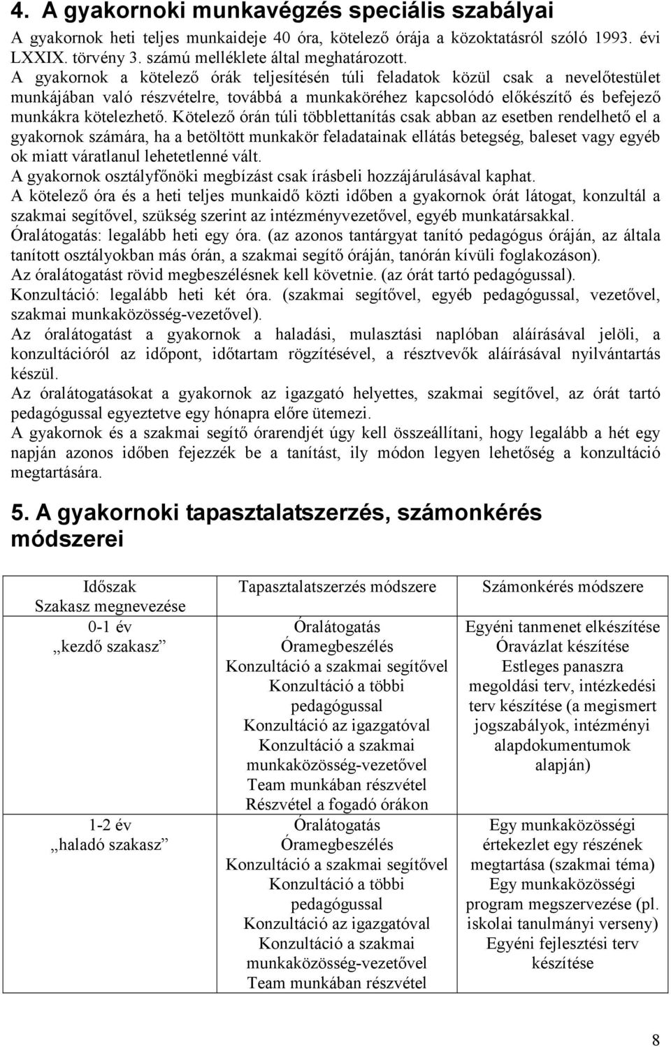 Kötelezı órán túli többlettanítás csak abban az esetben rendelhetı el a gyakornok számára, ha a betöltött munkakör feladatainak ellátás betegség, baleset vagy egyéb ok miatt váratlanul lehetetlenné