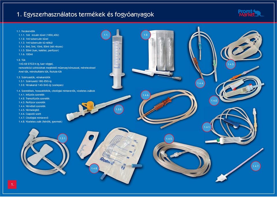 1.2. Tûk 14G-tôl 27G3/4-ig, luer véggel, nemzetközi színkódnak megfelelô mûanyag kónusszal, méretezéssel Anel tûk, retrobulbáris tûk, fisztula tûk 1.4.3. 1.3. Szárnyastûk, vénakanülök 1.3.1. Szárnyastû 18G-25G-ig 1.