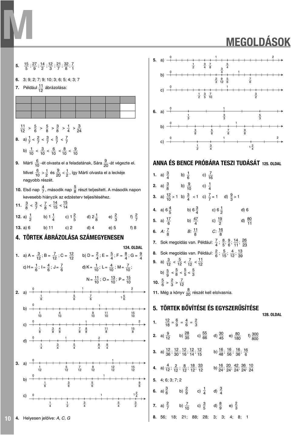 a) d) e) f) 8. TÖRTEK ÁRÁZOLÁS SZÁEGYENESEN. a) = ; = ; =. a) H = ; I = ; J =. OLL = ; E = ; F = 8 ; G = 9 d) K = 0 ; L = 0 ; = 0 ; N = 0 ; O = 0 ; = 0 NN ÉS ENE RÓÁR TESZI TUÁSÁT. OLL. a). a) 8 9 0.