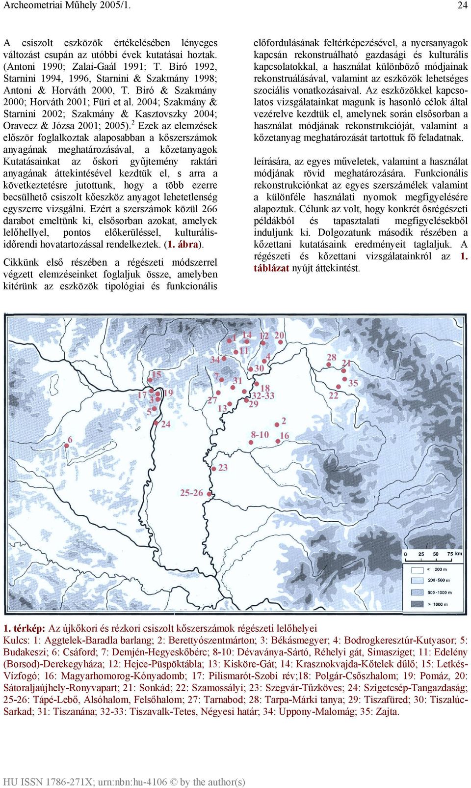 2004; Szakmány & Starnini 2002; Szakmány & Kasztovszky 2004; Oravecz & Józsa 2001; 2005).