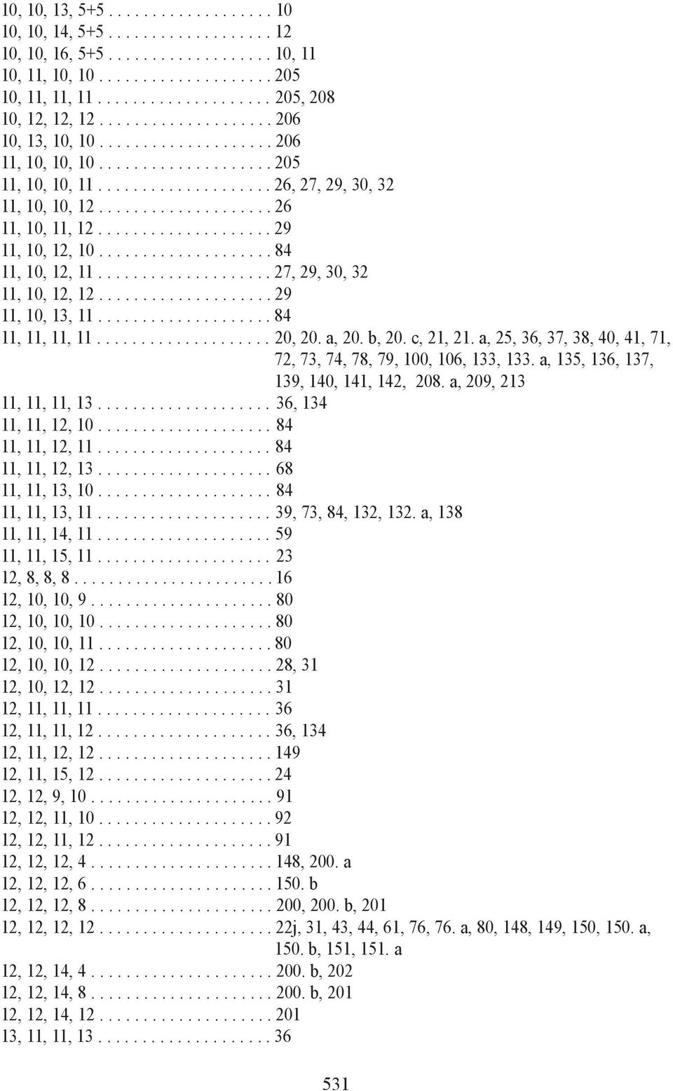 ................... 29 11, 10, 12, 10.................... 84 11, 10, 12, 11.................... 27, 29, 30, 32 11, 10, 12, 12.................... 29 11, 10, 13, 11.................... 84 11, 11, 11, 11.