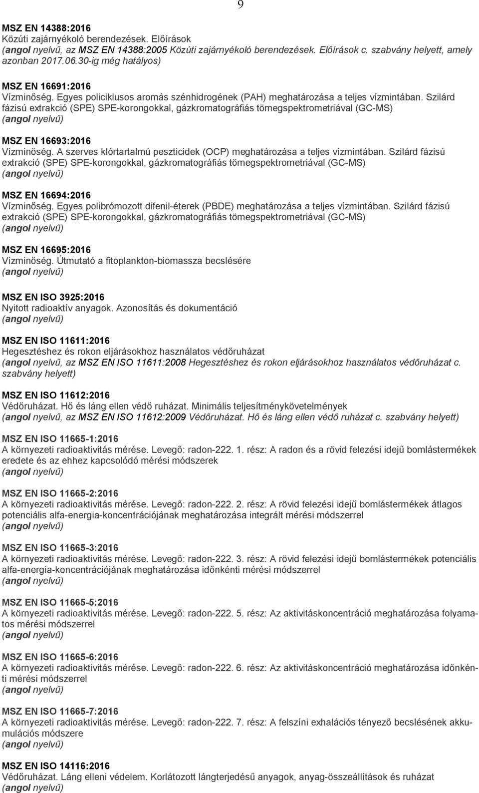 Szilárd fázisú extrakció (SPE) SPE-korongokkal, gázkromatográfiás tömegspektrometriával (GC-MS) MSZ EN 16693:2016 Vízminőség.