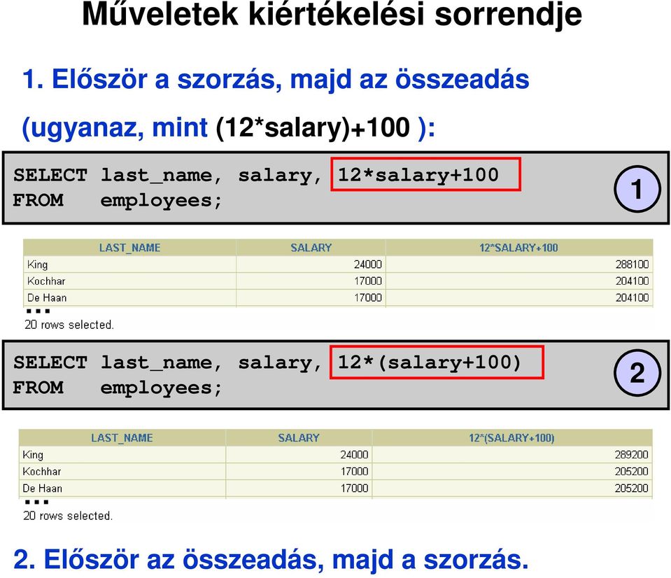 (12*salary)+100 ): SELECT last_name, salary, 12*salary+100 FROM