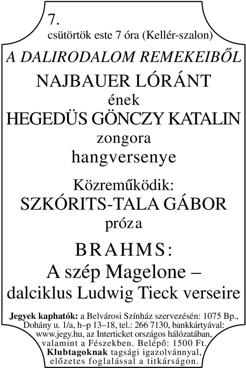 Magelone dalciklus Ludwig Tieck verseire www.jegy.