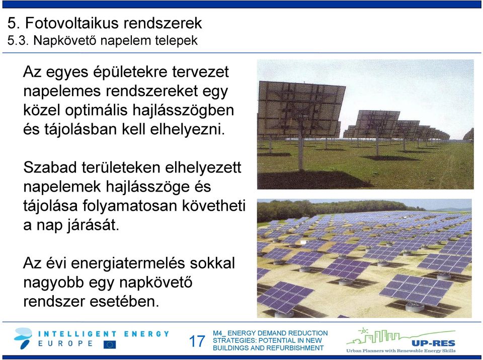 optimális hajlásszögben és tájolásban kell elhelyezni.