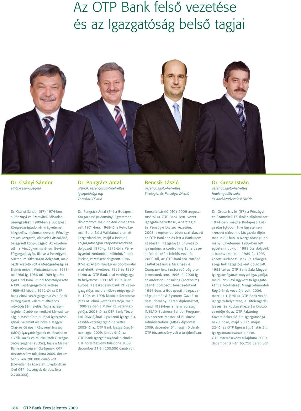 Gresa István vezérigazgató-helyettes Hitelengedélyezési és Kockázatkezelési Divízió Dr.
