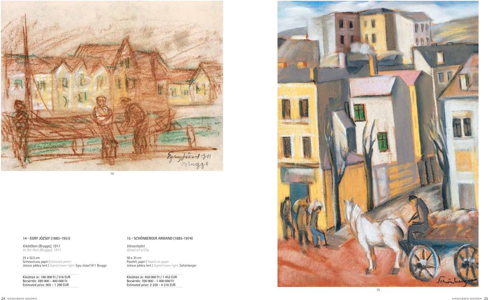 on paper Jelezve jobbra lent Signed lower right: Schönberger Kikiáltási ár: 160 000 Ft / 516 EUR Becsérték: 280 000-400 000 Ft Estimated price: 903-1