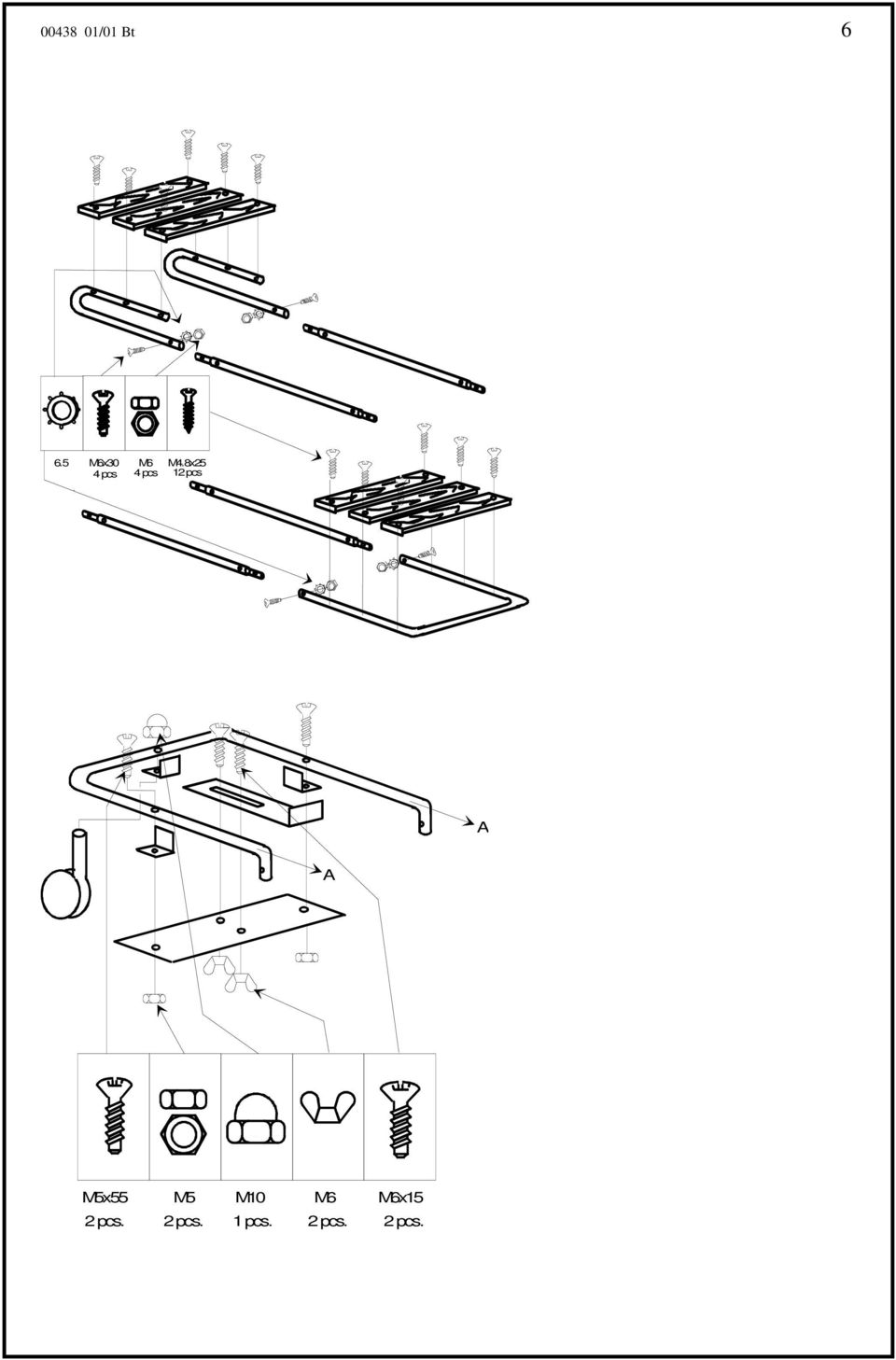 8x25 12 pcs A A M5x55 M5 M10