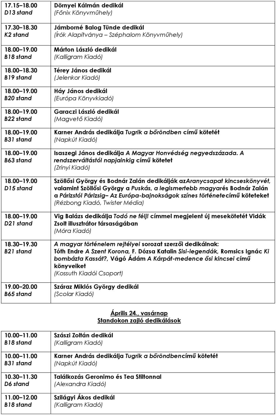 Garaczi László dedikál Karner András dedikálja Tugrik a bőröndben című kötetét Isaszegi János dedikálja A Magyar Honvédség negyedszázada.
