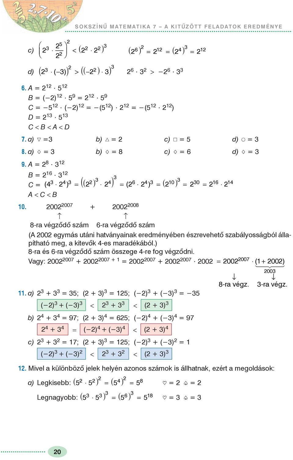 Sokszínû matematika 7. A KITÛZÖTT FELADATOK EREDMÉNYE - PDF Free Download