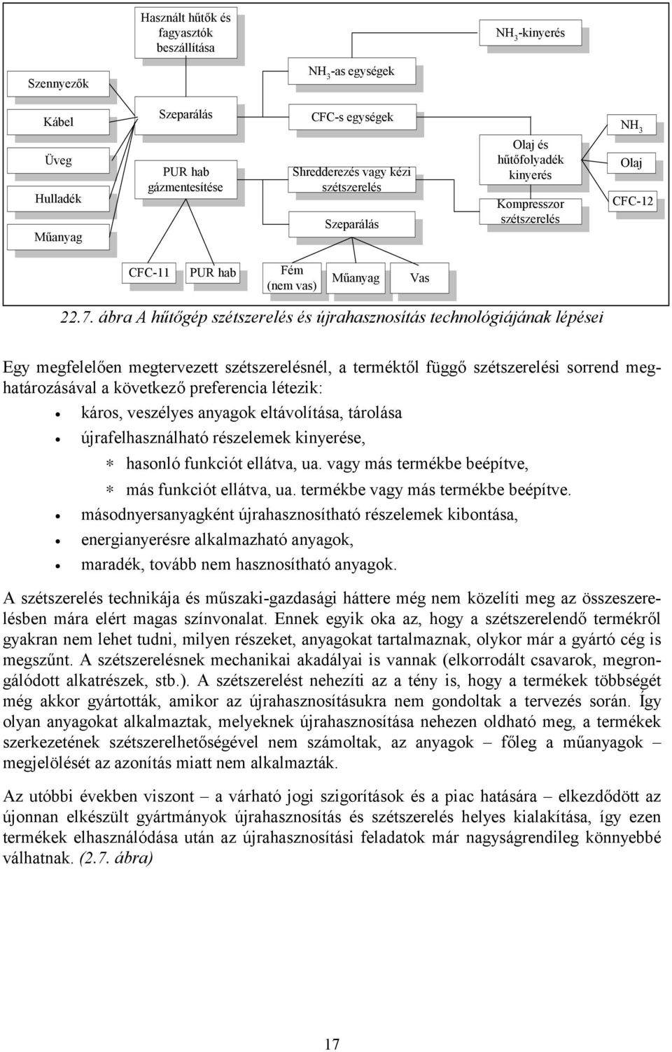 megtervezett szétszerelésnél, terméktől függő szétszerelési sorrend meghtározásávl következő preferenci létezik: káros, veszélyes nygok eltávolítás, tárolás újrfelhsználhtó részelemek kinyerése,