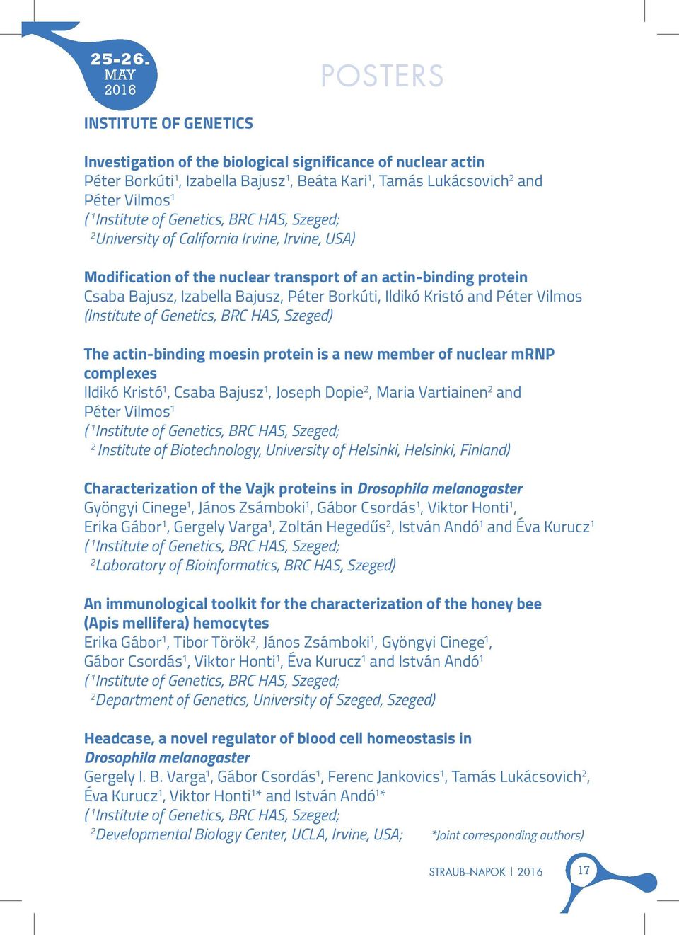 Ildikó Kristó and Péter Vilmos (Institute of Genetics, BRC HAS, Szeged) The actin-binding moesin protein is a new member of nuclear mrnp complexes Ildikó Kristó 1, Csaba Bajusz 1, Joseph Dopie, Maria