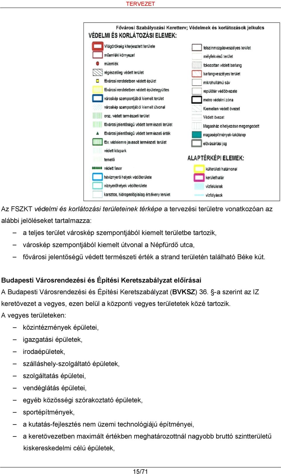 Budapesti Városrendezési és Építési Keretszabályzat előírásai A Budapesti Városrendezési és Építési Keretszabályzat (BVKSZ) 36.