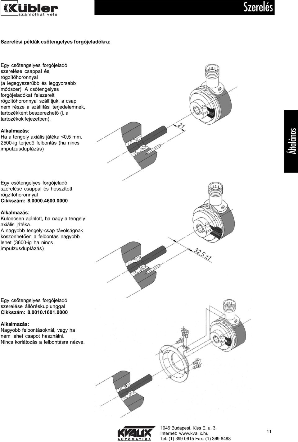 Alkalmazás: Ha a tengely axiális játéka <0,5 mm. 2500-ig terjedõ felbontás (ha nincs impulzusduplázás) Egy csõtengelyes forgójeladó szerelése csappal és hosszított rögzítõhoronnyal Cikkszám: 8.0000.