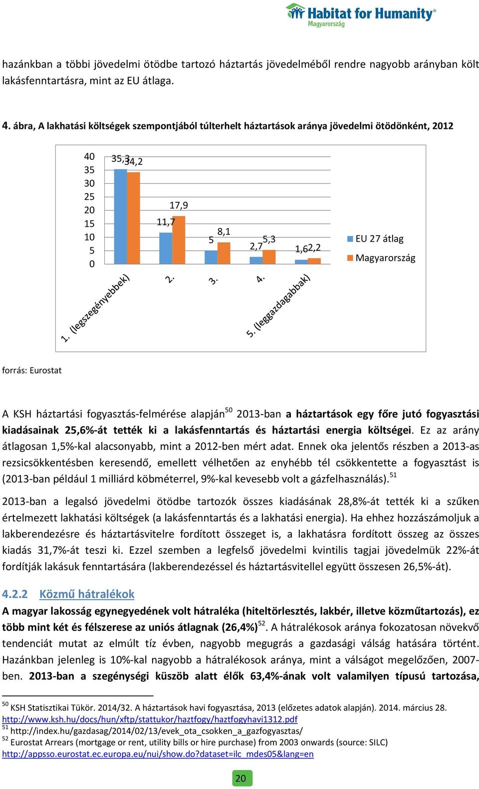 Eurostat A KSH háztartási fogyasztás-felmérése alapján 50 2013-ban a háztartások egy főre jutó fogyasztási kiadásainak 25,6%-át tették ki a lakásfenntartás és háztartási energia költségei.