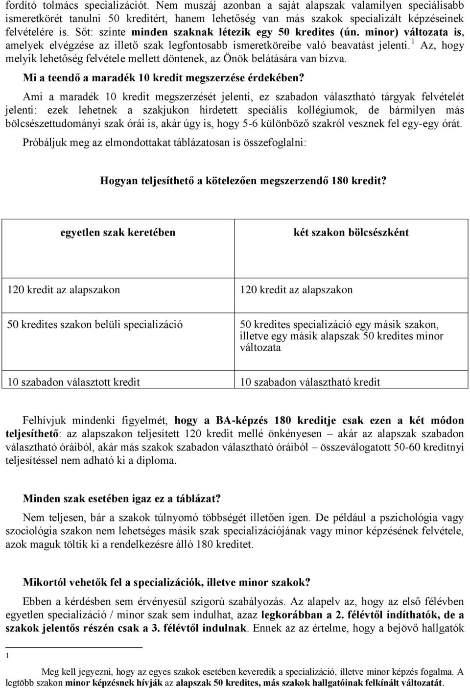 1 Az, hogy melyik lehetőség felvétele mellett döntenek, az Önök belátására van bízva. Mi a teendő a maradék 10 kredit megszerzése érdekében?