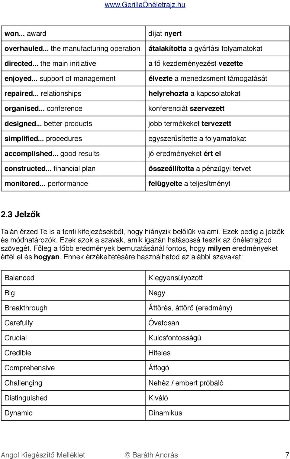 .. performance díjat nyert átalakította a gyártási folyamatokat a fő kezdeményezést vezette élvezte a menedzsment támogatását helyrehozta a kapcsolatokat konferenciát szervezett jobb termékeket