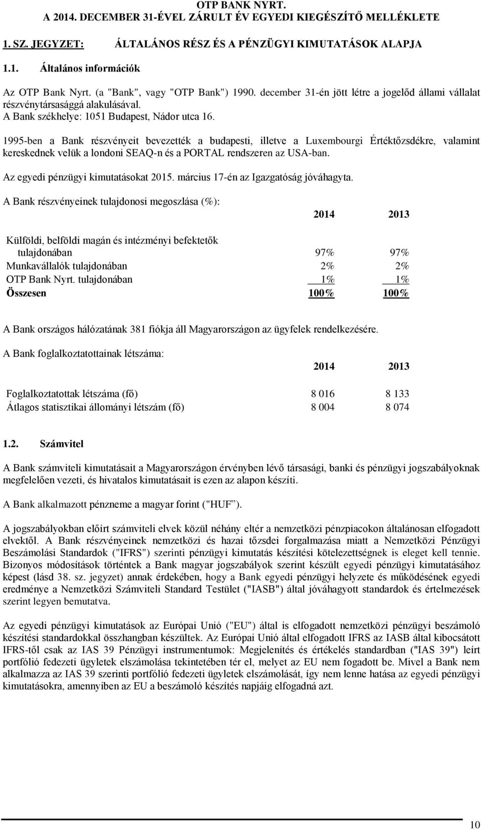 1995-ben a Bank részvényeit bevezették a budapesti, illetve a Luxembourgi Értéktőzsdékre, valamint kereskednek velük a londoni SEAQ-n és a PORTAL rendszeren az USA-ban.