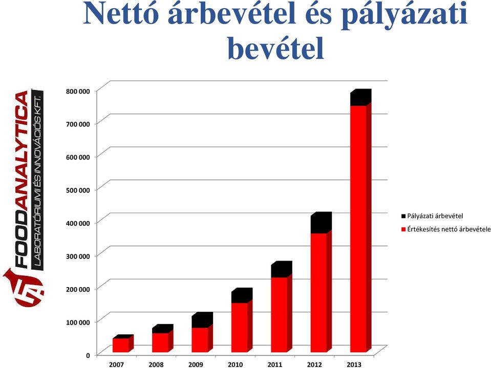 árbevétel Értékesítés nettó árbevétele 300 000