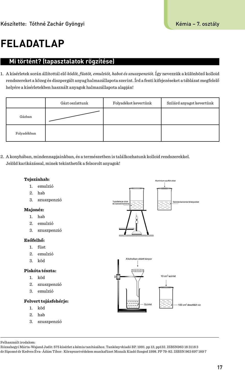 KÉMIA munkafüzet. o s z t ály. A Siófoki Perczel Mór Gimnázium tanulói  segédlete - PDF Ingyenes letöltés