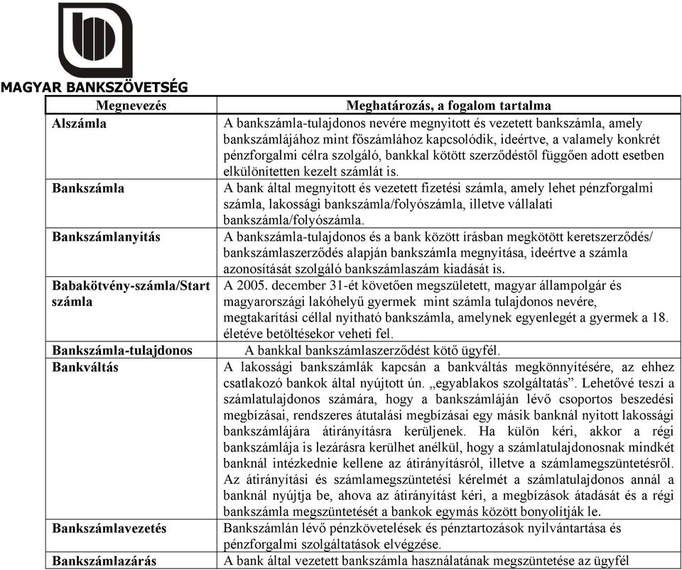 A bank által megnyitott és vezetett fizetési, amely lehet pénzforgalmi, lakossági bank/folyó, illetve vállalati bank/folyó.