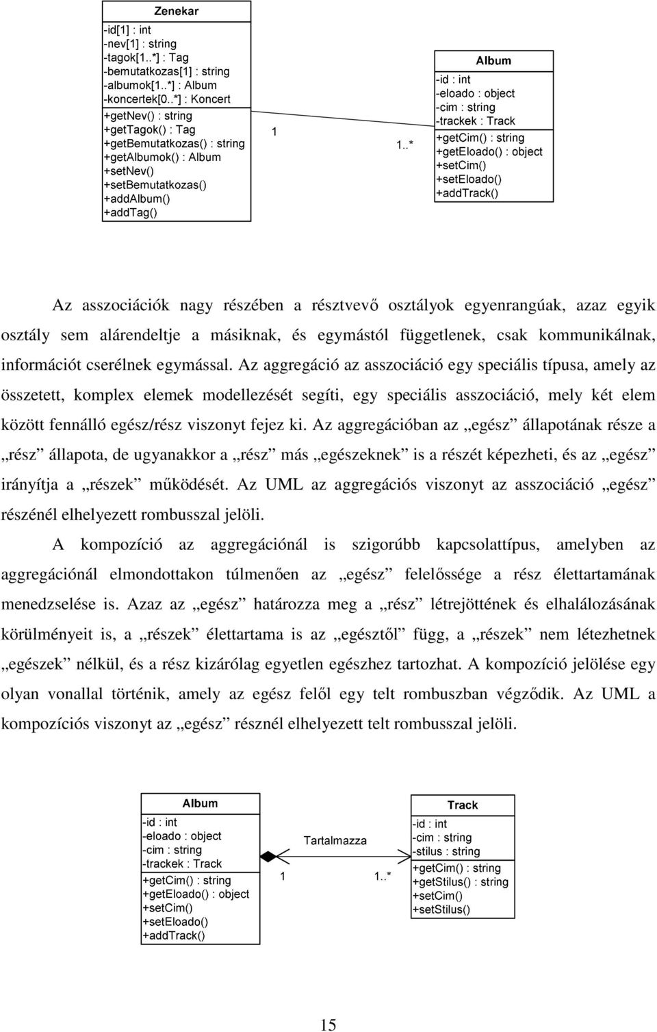 Az aggregációban az egész állapotának része a rész állapota, de ugyanakkor a rész más egészeknek is a részét képezheti, és az egész irányítja a részek mőködését.
