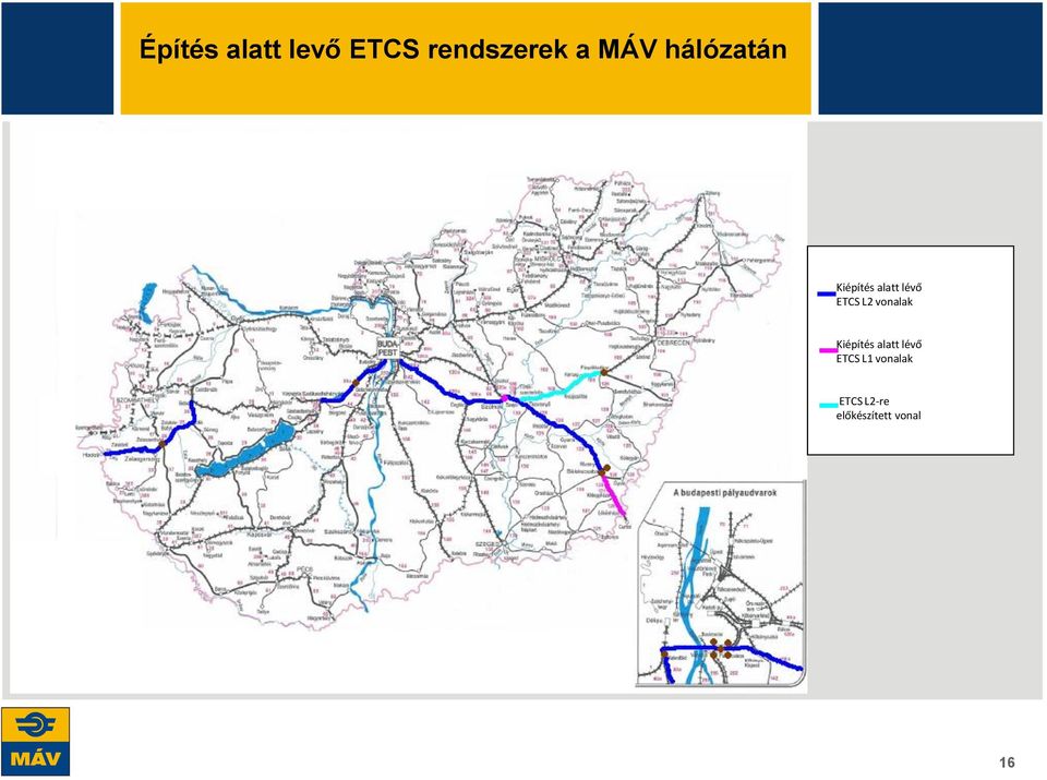 L2 vonalak Kiépítés alatt lévő ETCS L1