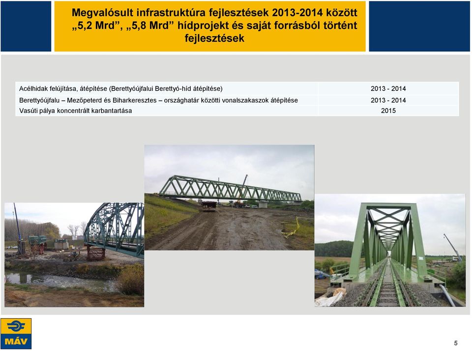 Berettyó-híd átépítése) 2013-2014 Berettyóújfalu Mezőpeterd és Biharkeresztes