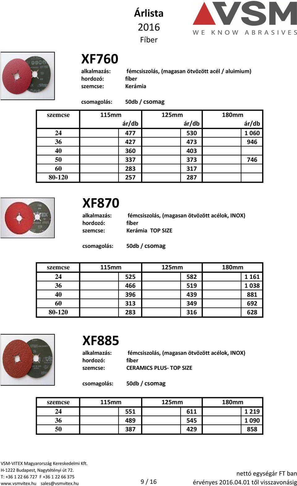 fémcsiszolás, (magasan ötvözött acélok, INOX) fíber Kerámia TOP SIZE 50db / csomag 24 36-120 115mm 125mm 1mm F870 24 D115 KV 525 F870 24 D125 KV 582 F870 24 D1 KV 1 161 F870 36 D115 KV 466 F870 36