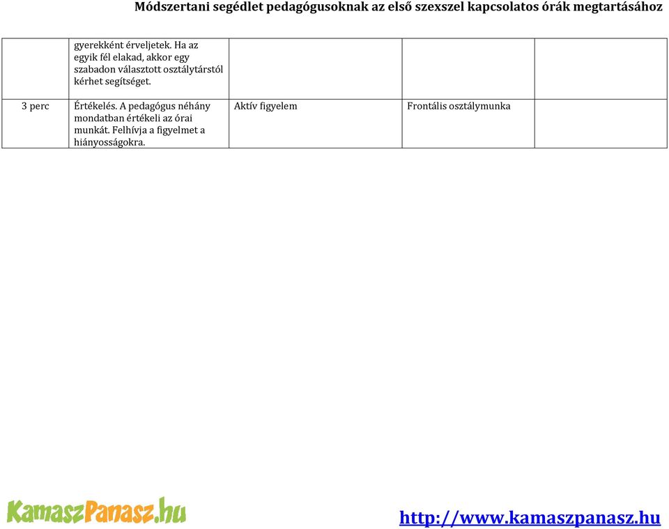 osztálytárstól kérhet segítséget. 3 perc Értékelés.