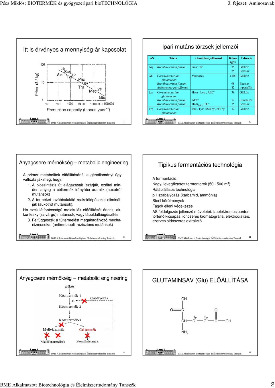98 82 39 57 75 -forrás Glükóz Ecetsav Glükóz Ecetsav n-paraffin Glükóz Szacharóz Ecetsav Phe -, Tyr -, 5MTrp r, 6FTrp r 12 Glükóz 7 10 Anyagcsere mérnökség metabolic engineering A primer metabolitok