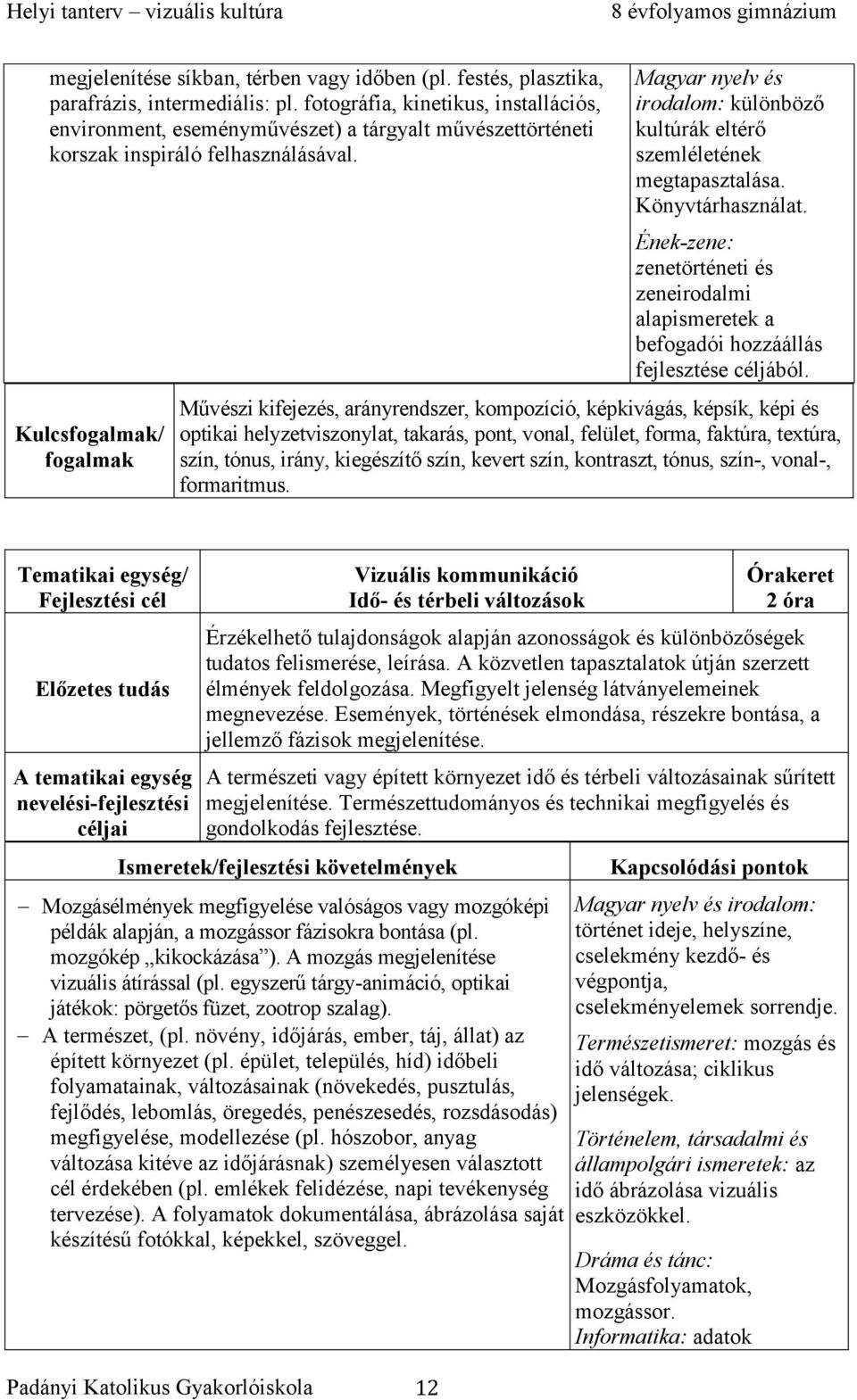Kulcs/ Magyar nyelv és irodalom: különböző kultúrák eltérő szemléletének megtapasztalása. Könyvtárhasználat.