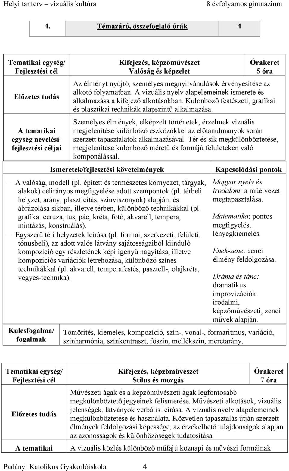 Személyes élmények, elképzelt történetek, érzelmek vizuális megjelenítése különböző eszközökkel az előtanulmányok során szerzett tapasztalatok alkalmazásával.