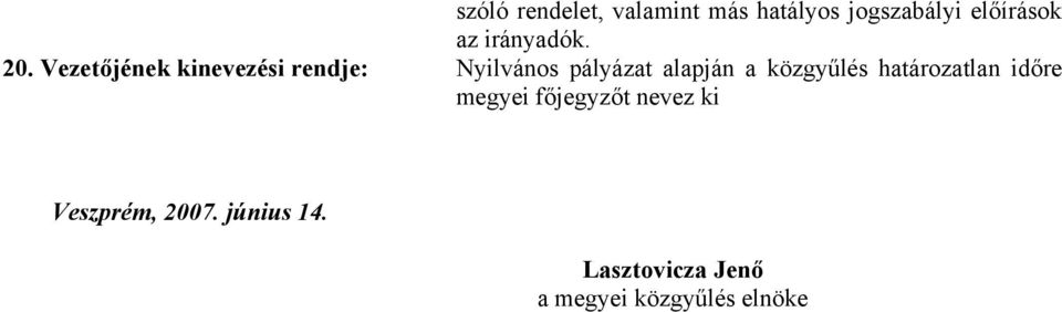 Vezetőjének kinevezési rendje: Nyilvános pályázat alapján a