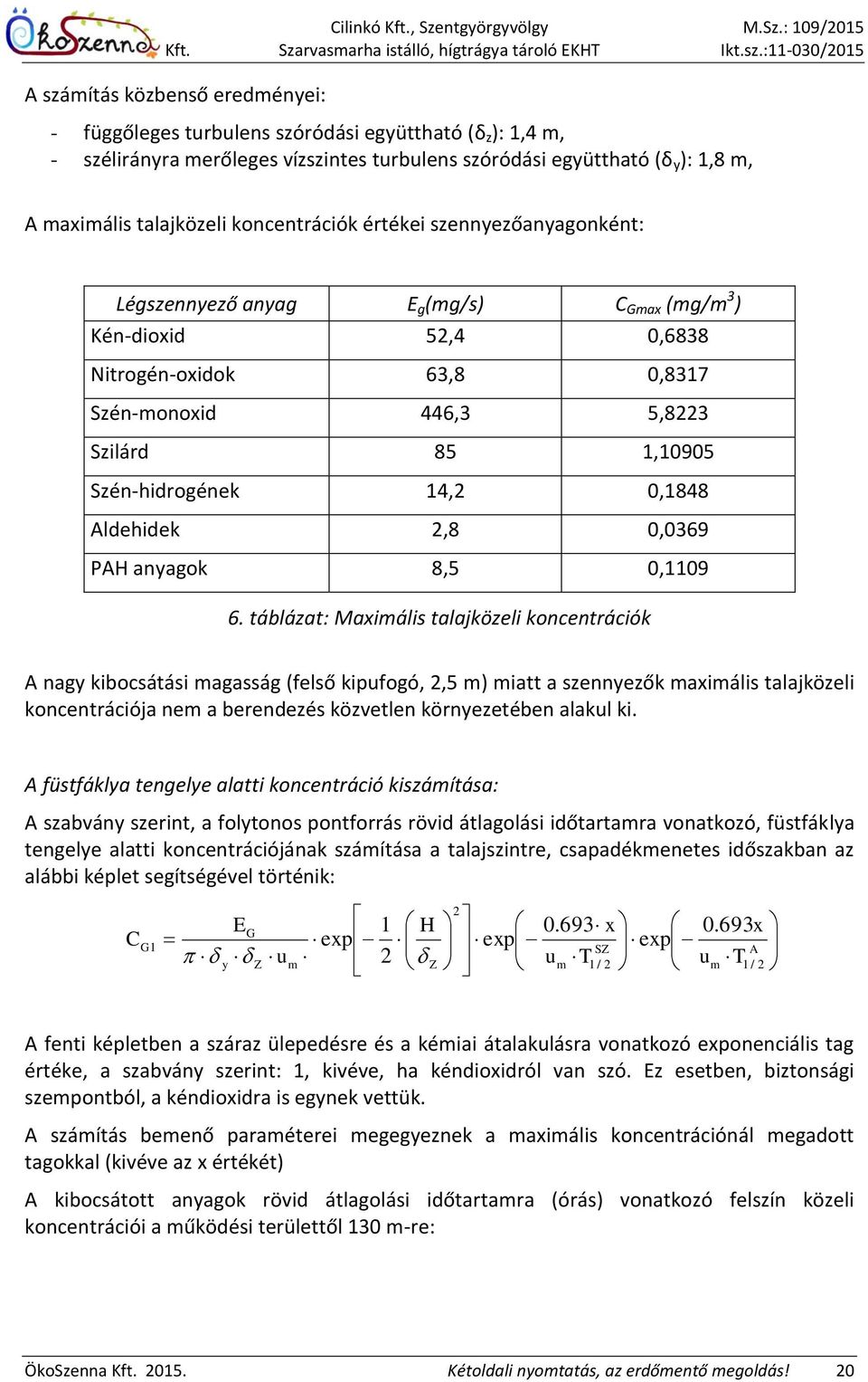 Szén-hidrogének 14,2 0,1848 Aldehidek 2,8 0,0369 PAH anyagok 8,5 0,1109 6.