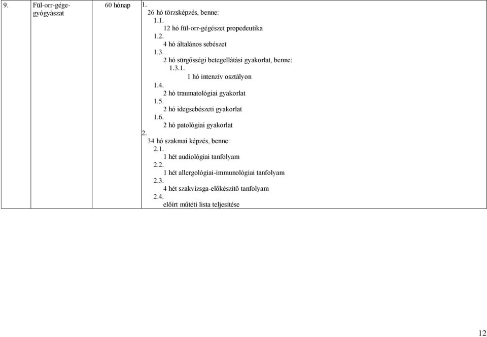 1 hó intenzív osztályon 2 hó traumatológiai gyakorlat 1.5. 2 hó idegsebészeti gyakorlat 1.6.