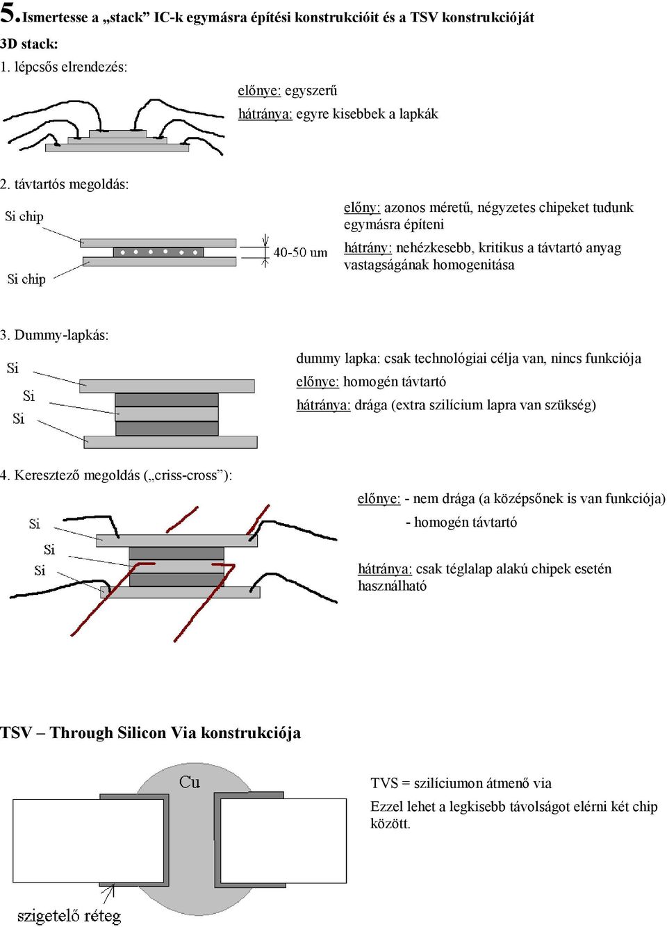 Dummy-lapkás: dummy lapka: csak technológiai célja van, nincs funkciója előnye: homogén távtartó hátránya: drága (extra szilícium lapra van szükség) 4.