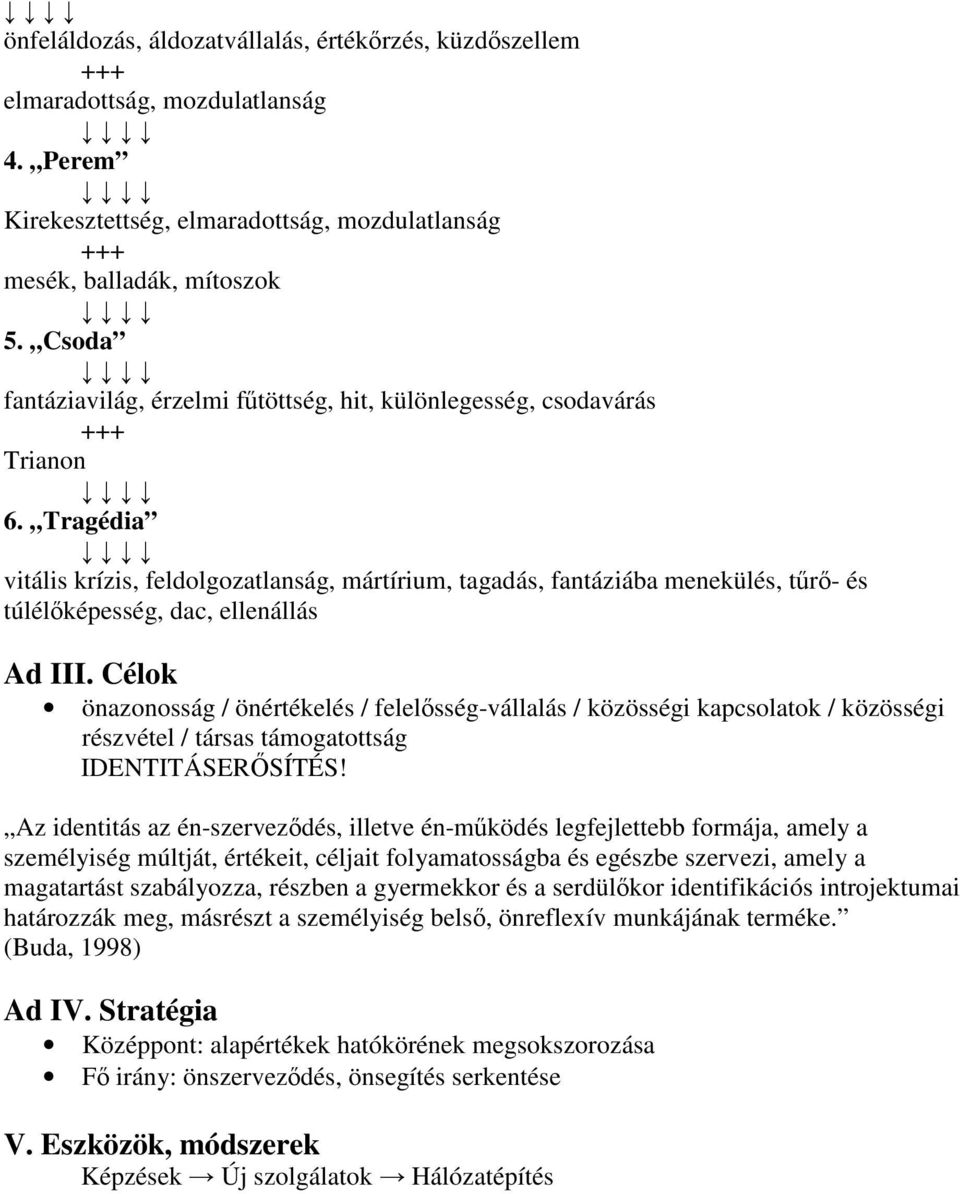 Tragédia vitális krízis, feldolgozatlanság, mártírium, tagadás, fantáziába menekülés, tr- és túlélképesség, dac, ellenállás Ad III.