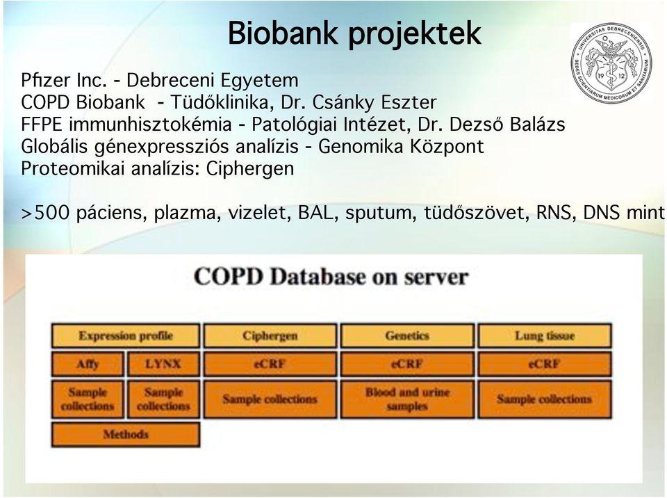 Dezs! Balázs Globális génexpressziós analízis - Genomika Központ Proteomikai