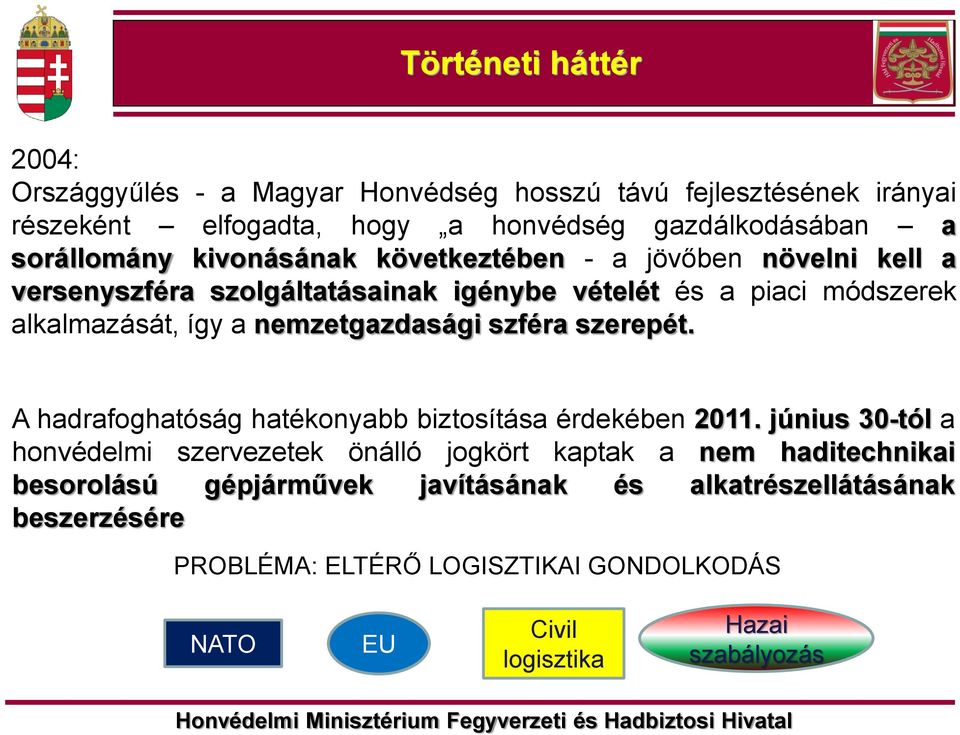 nemzetgazdasági szféra szerepét. A hadrafoghatóság hatékonyabb biztosítása érdekében 2011.