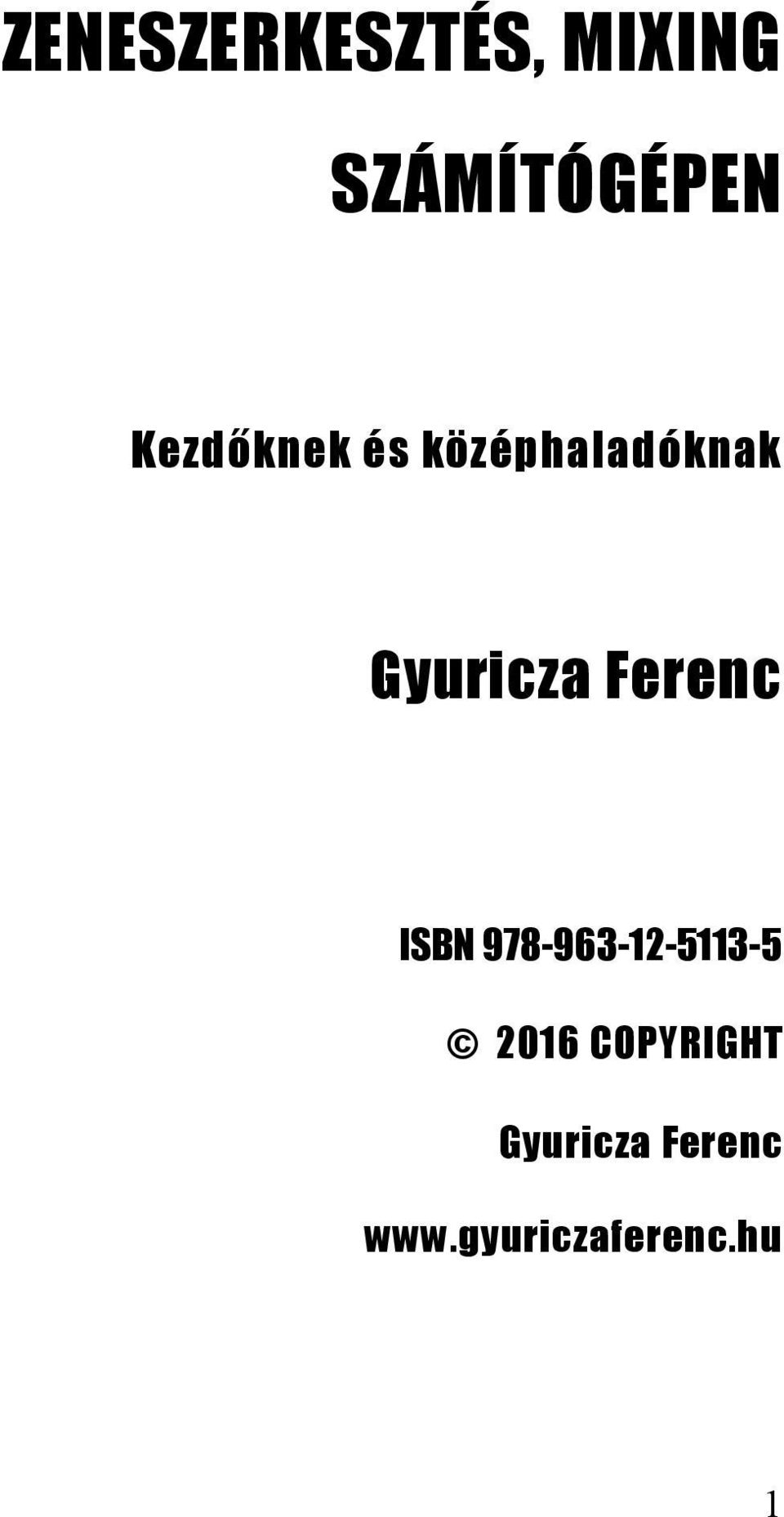 Ferenc ISBN 978-963-12-5113-5 2016