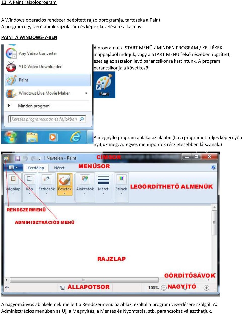 13. A Paint rajzolóprogram - PDF Ingyenes letöltés