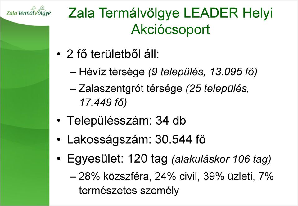 449 fő) Településszám: 34 db Lakosságszám: 30.