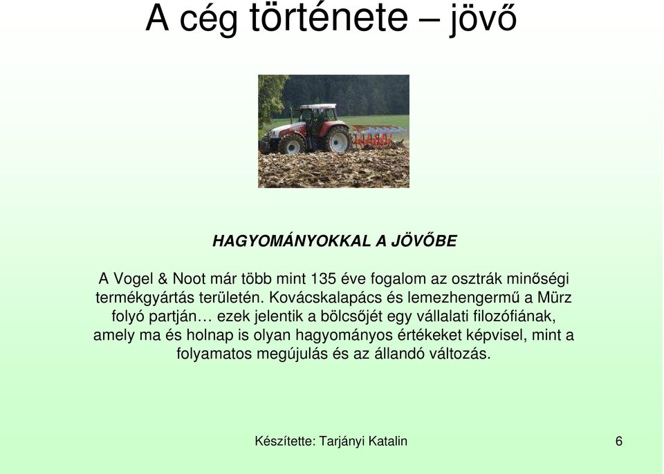 Kovácskalapács és lemezhengermő a Mürz folyó partján ezek jelentik a bölcsıjét egy vállalati