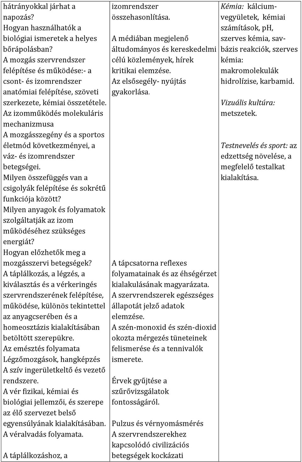 Az izomműködés molekuláris mechanizmusa A mozgásszegény és a sportos életmód következményei, a váz- és izomrendszer betegségei.